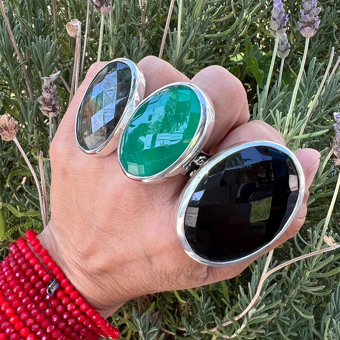 Anillo Facetado XL Labradorita