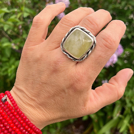 Anillo Trenzado Cuarzo Limón