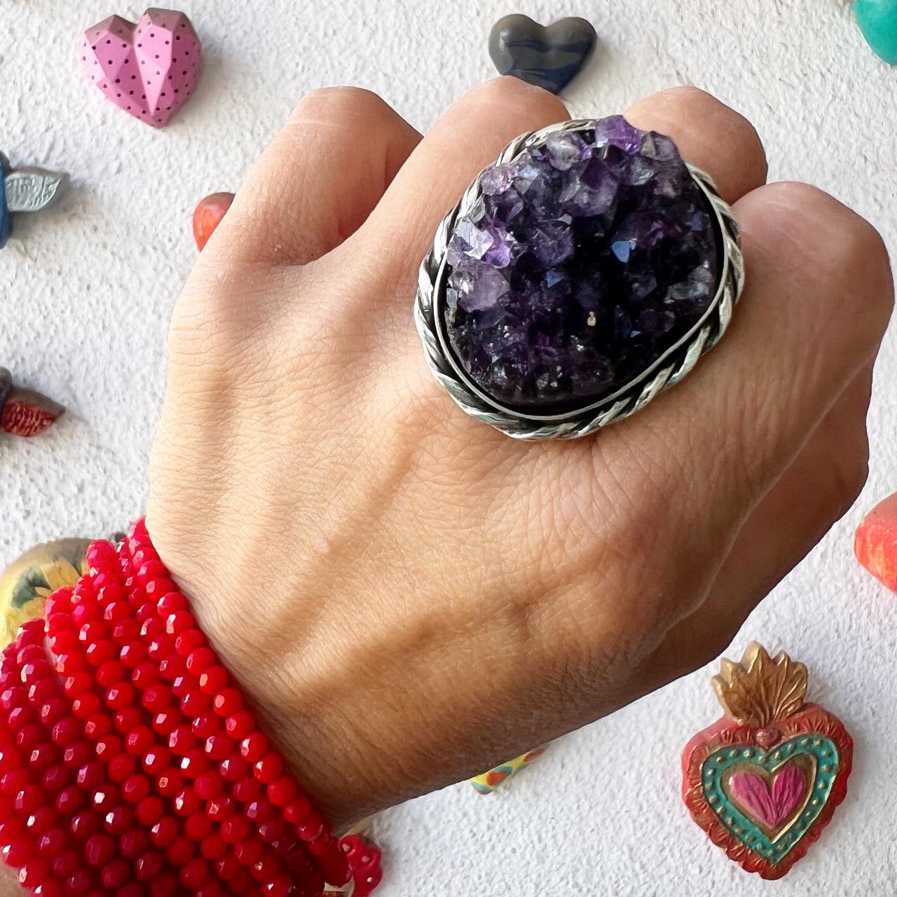 Anillo trenzado Drusa de Amatista