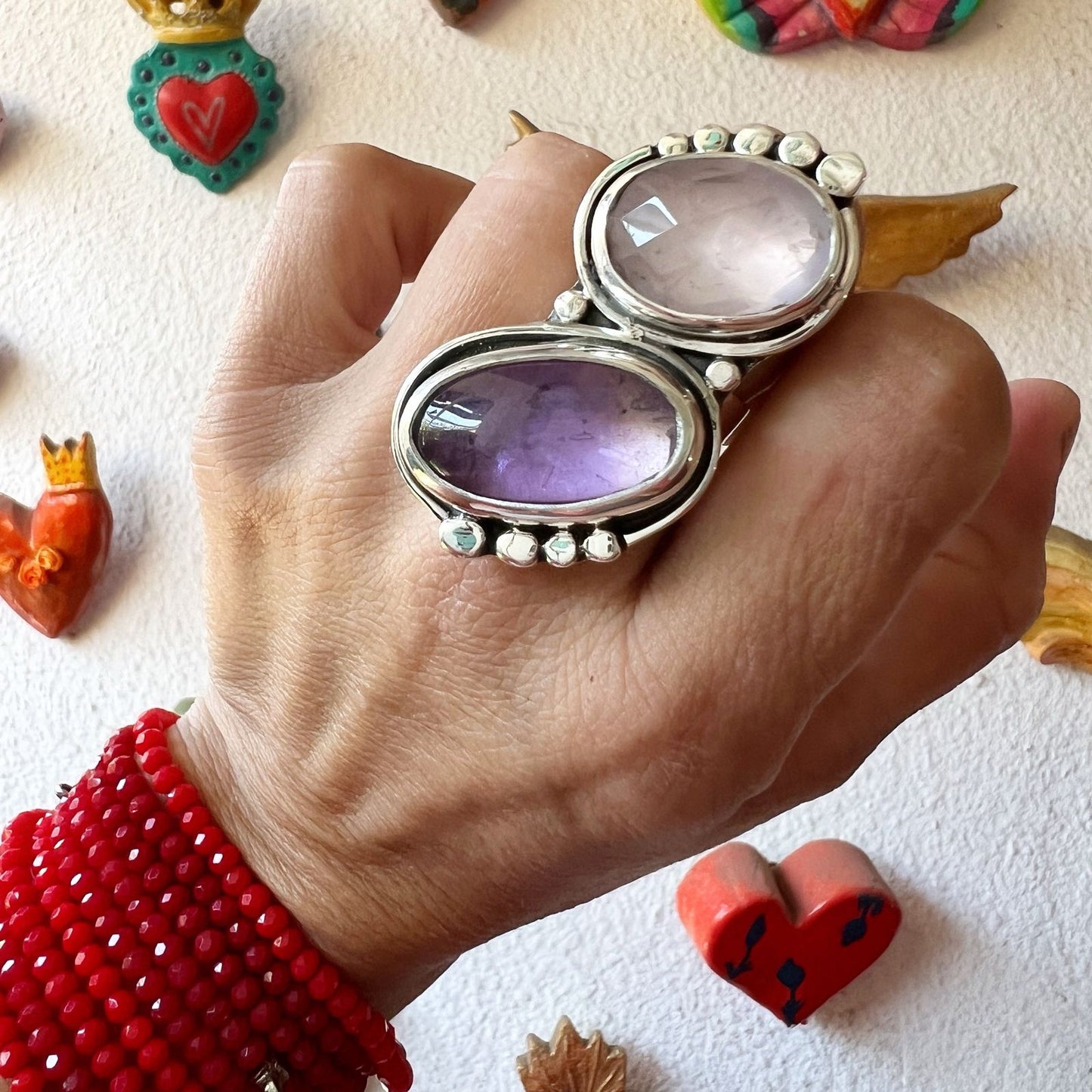 Anillo Mia Amatista y Cuarzo Rosa