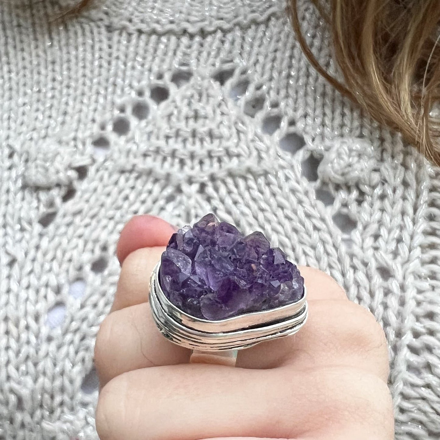 Anillo Nido Drusa de Amatista