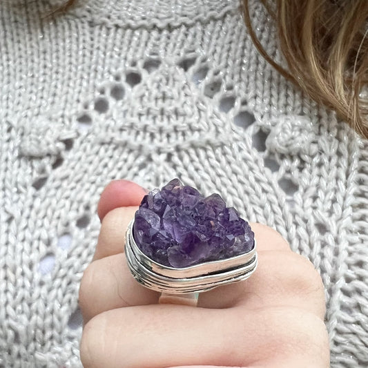 Anillo Nido Drusa de Amatista
