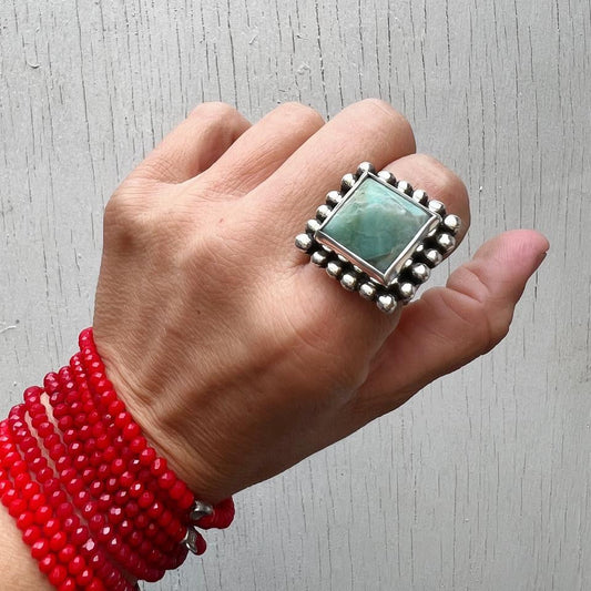 Anillo Pirámide Crisoprasa