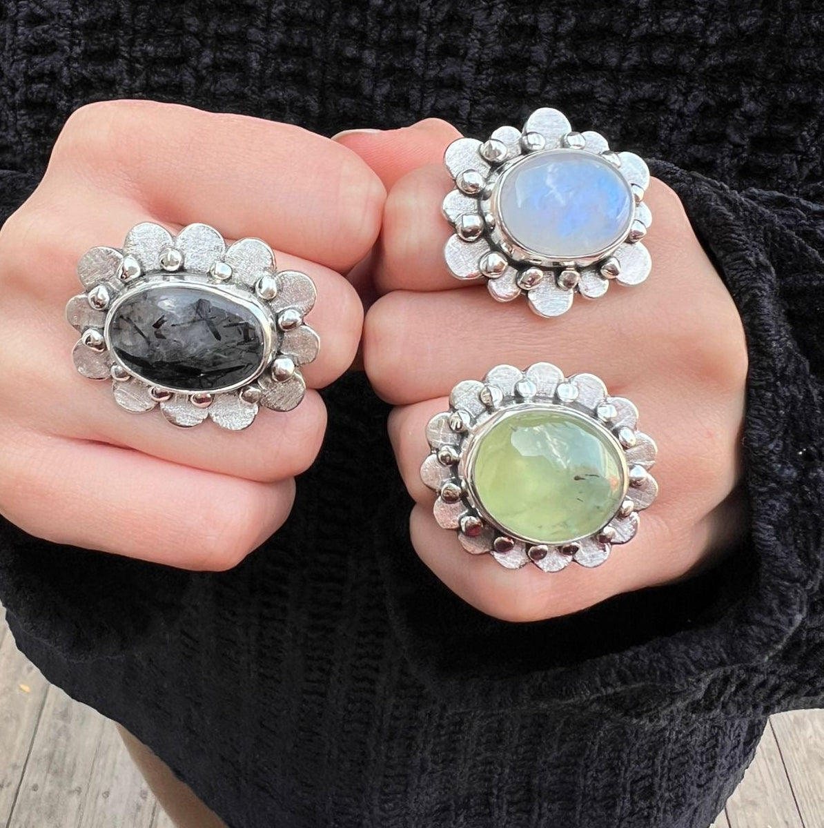 Anillo Flor de Piedra Luna