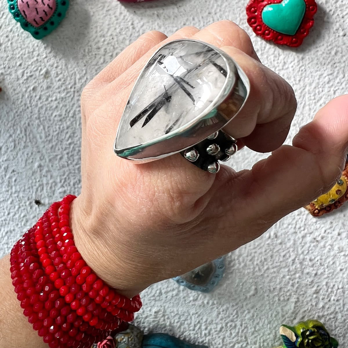Anillo Rockero Cuarzo Turmalinado