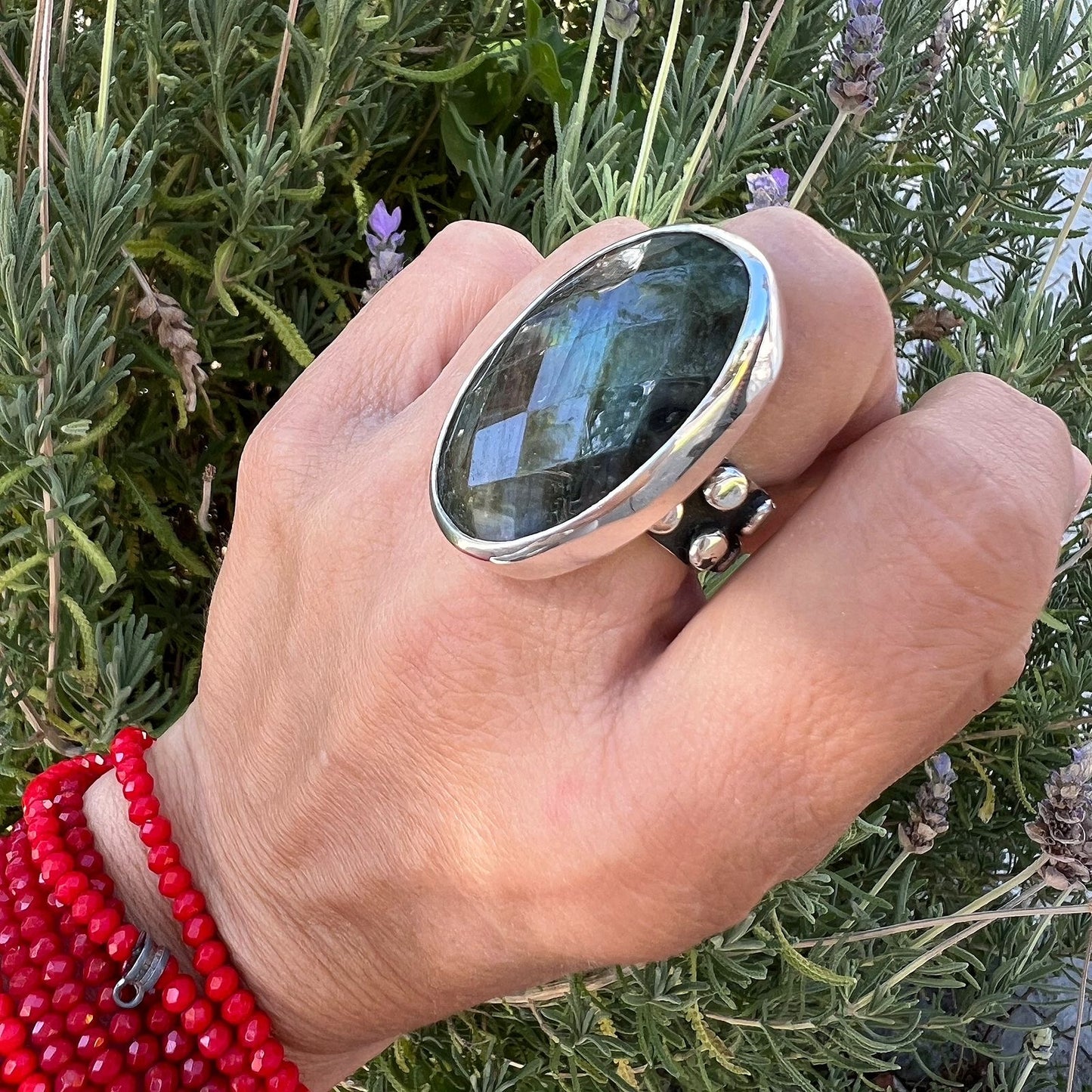Anillo Facetado XL Labradorita