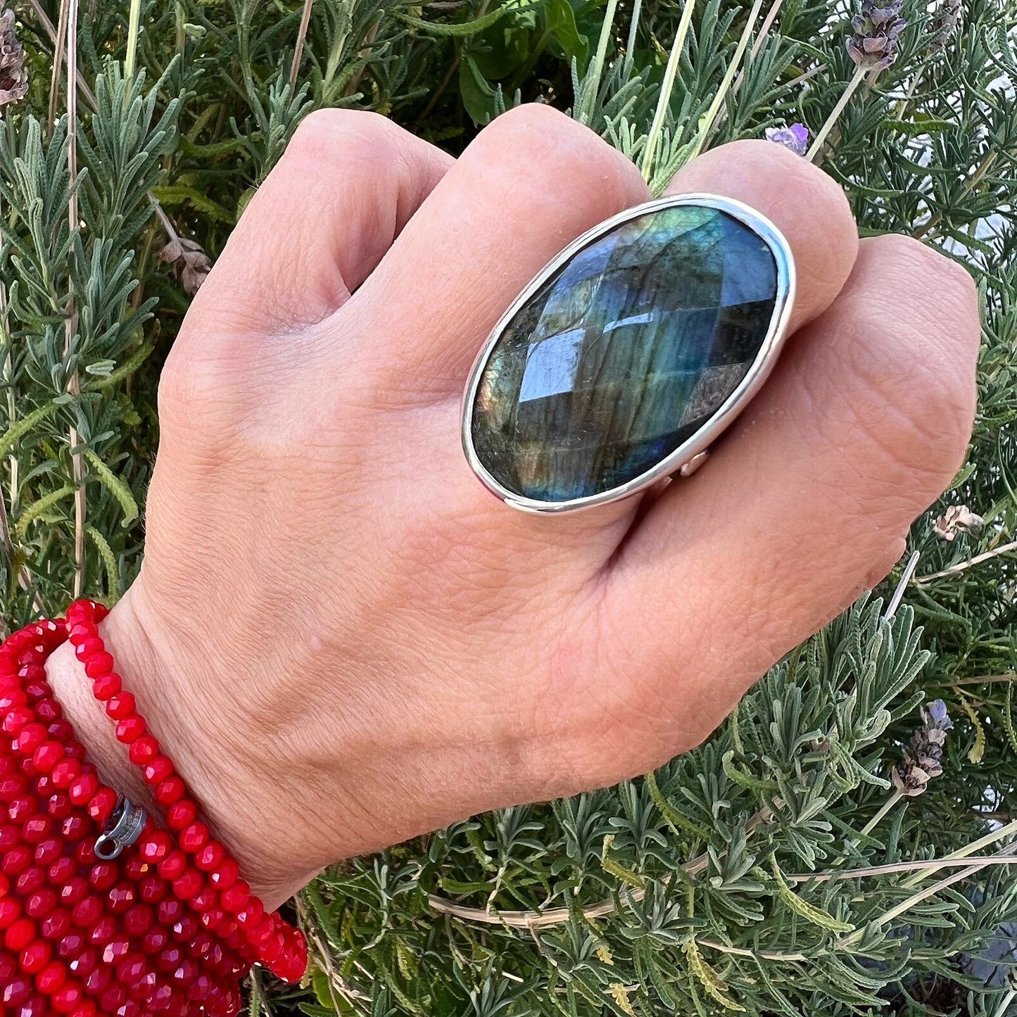 Anillo Facetado XL Labradorita