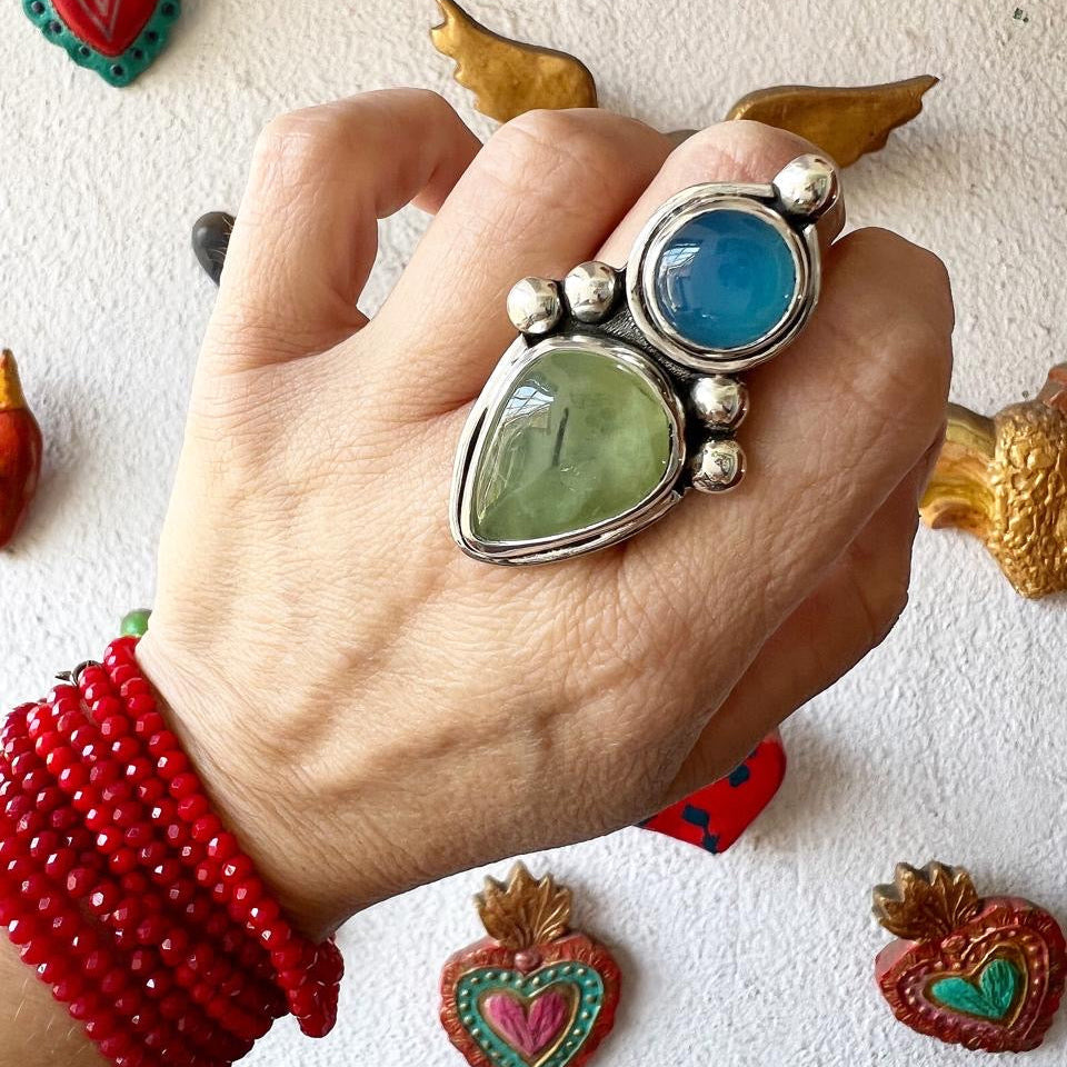 Anillo Mia Prehinita y Calcedonia