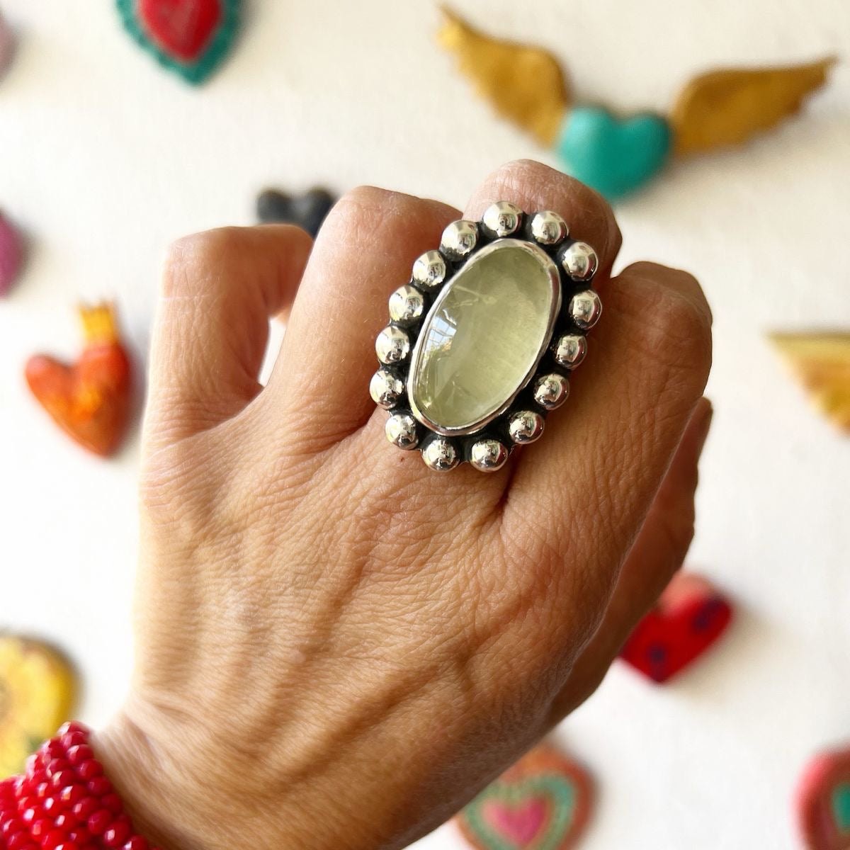 Anillo Flor Cuarzo Limón