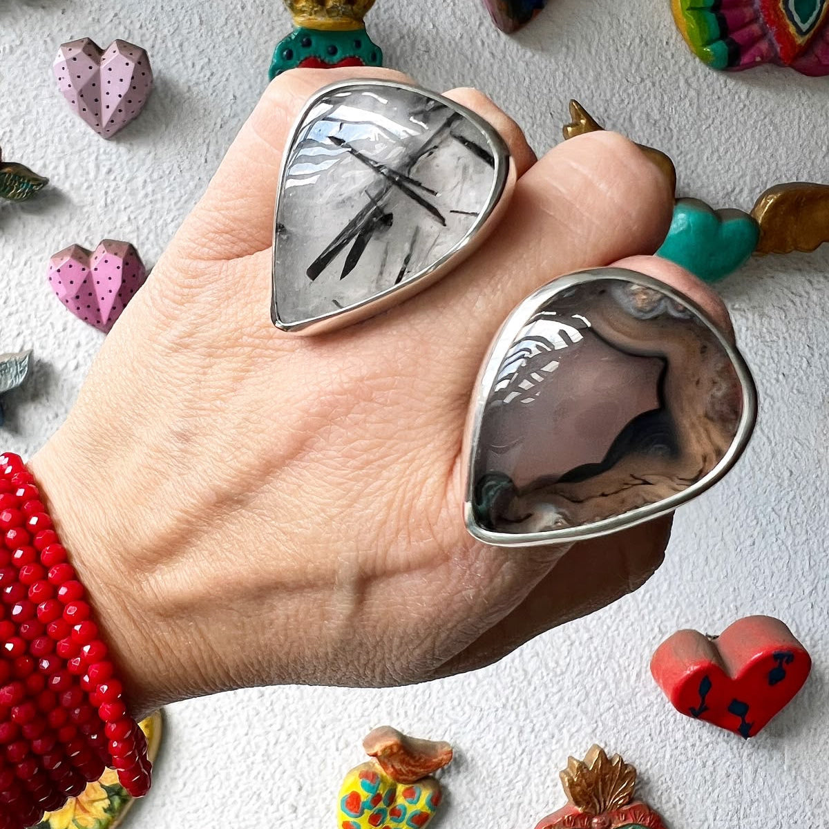 Anillo Rockero Cuarzo Turmalinado
