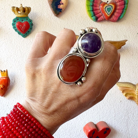Anillo Mia Cornalina y Amatista