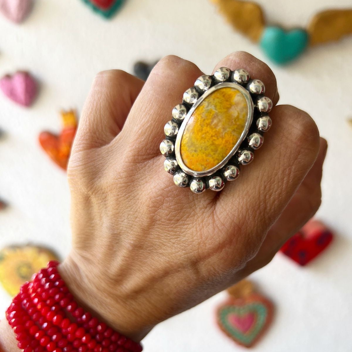Anillo Flor Jaspe Abejorro