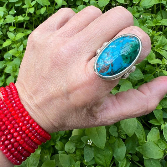 Anillo Crisocola con pelotitas