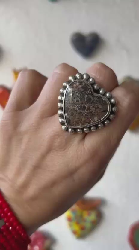 Anillo Corazón Flor Turritella