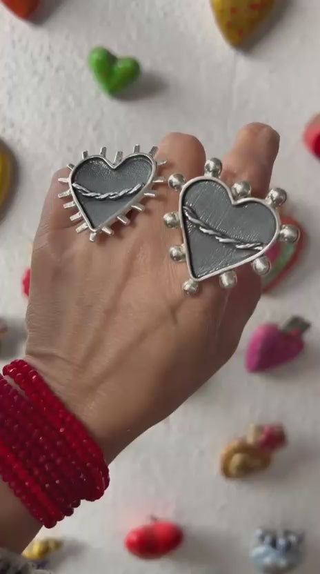 Anillo Corazón Sagrado XL. Rayos